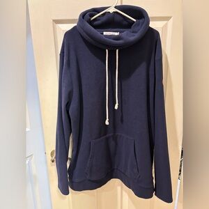 Michelle Mae Navy Blue Cowl Neck Fleece‎ Pullover